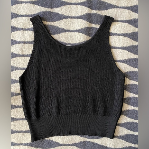 VTG Donna Karan New York Black Knit Cropped Vest Top Size M - Picture 4 of 9